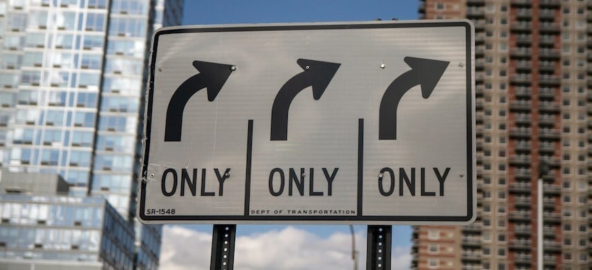 3 Arrow Right Turn Merge Sign