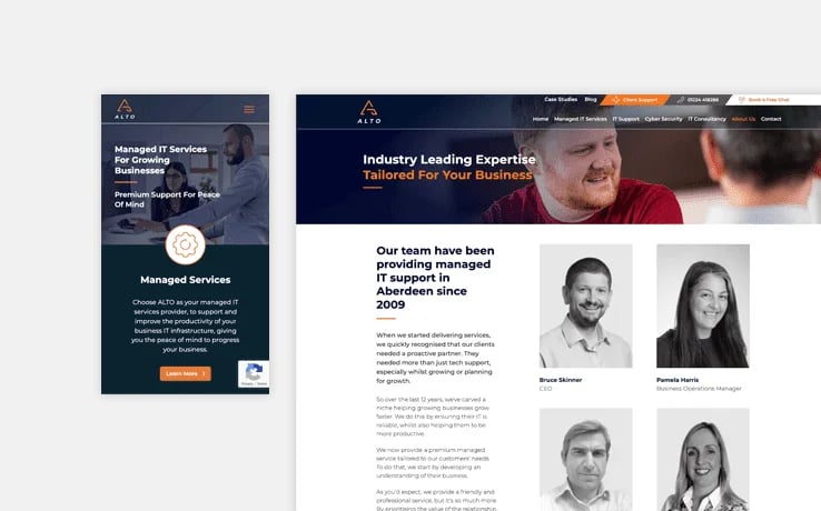 Mobile and desktop views of website Mobile and desktop views of website