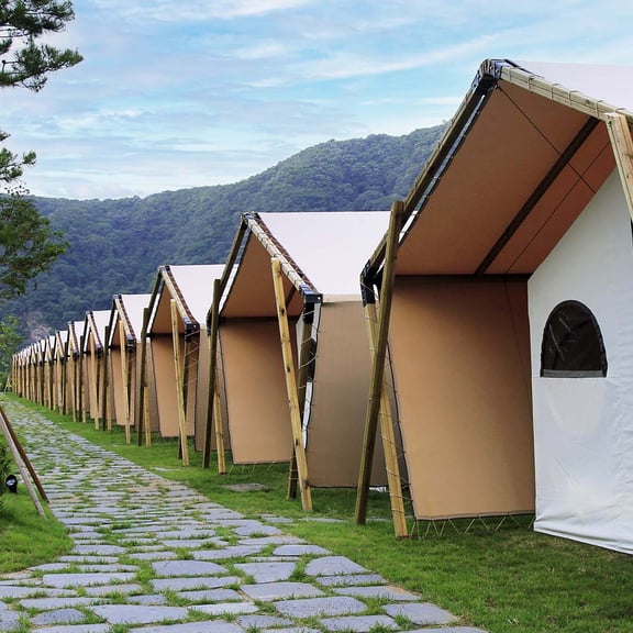 Row Of Glamping Pods
