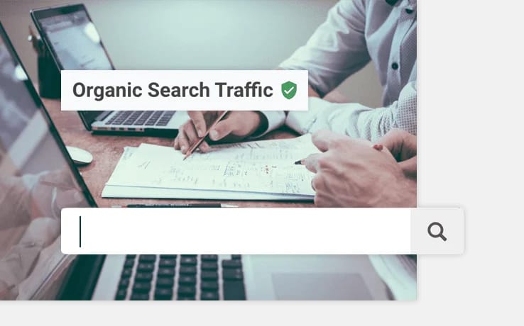 people working on desk with search bar image people working on desk with search bar image