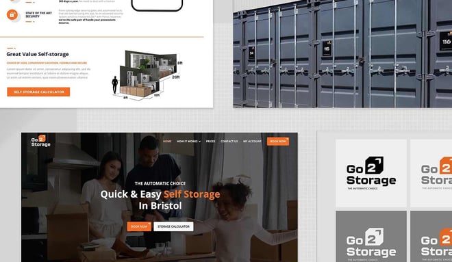 Go2Storage website and branding examples