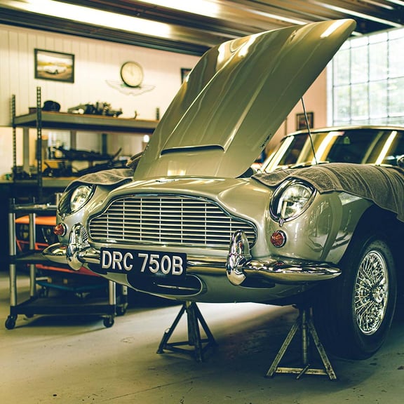 Aston Martin car in workshop