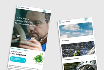 Mobile views of Glacier website
