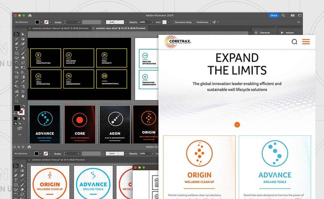 Coretrax logo and website design