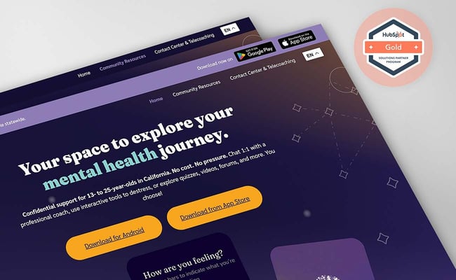 Soluna Hubspot website with Hubspot partners badge
