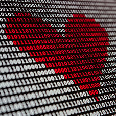 Red Heart Made Of Code On Screen