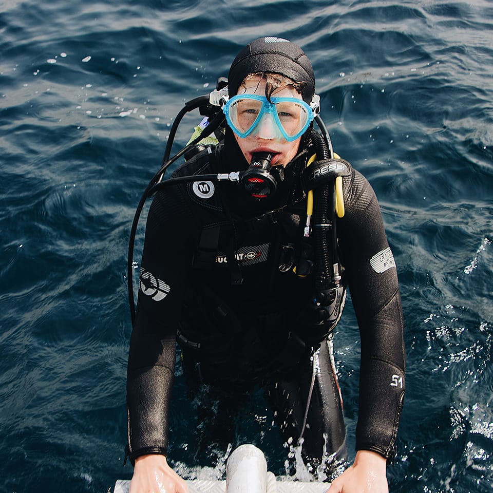 Man diving in water