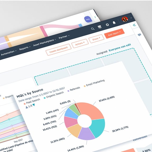 Hubspot dashboard showing leads