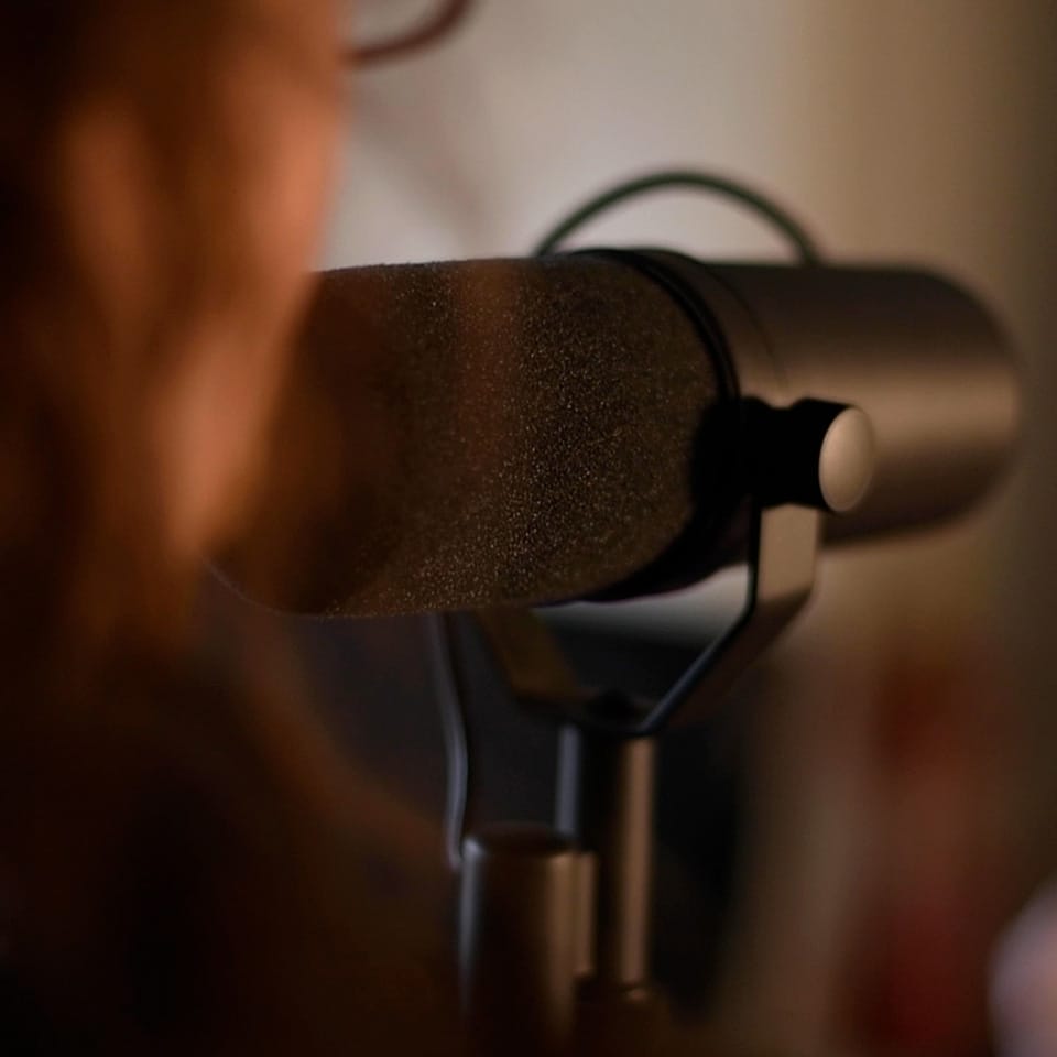 Close up of podcast microphone