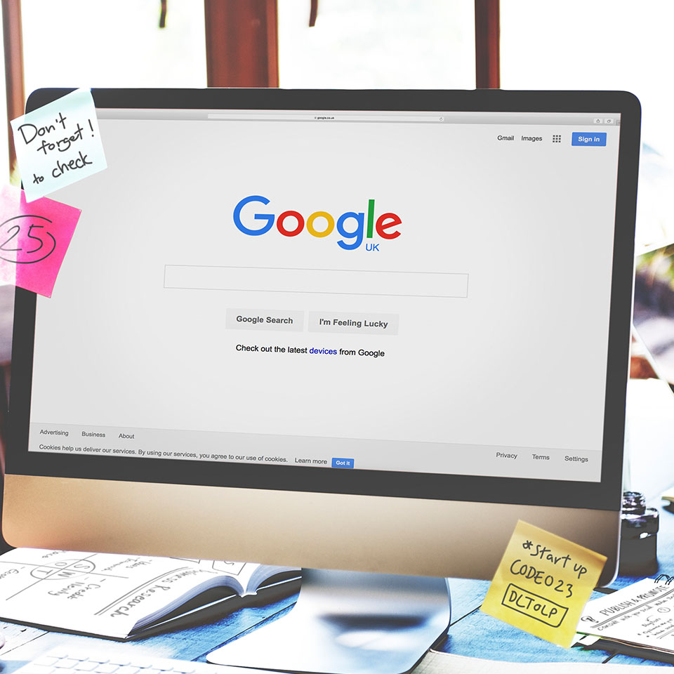 Google homepage on computer