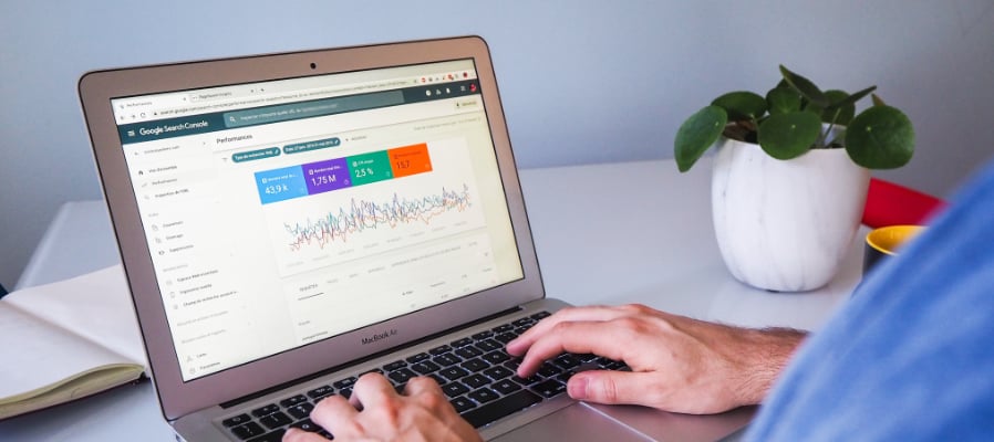 Laptop with google search console on screen