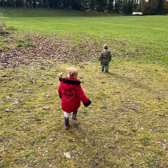 Kids running in park