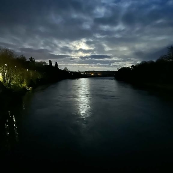 View of river at night