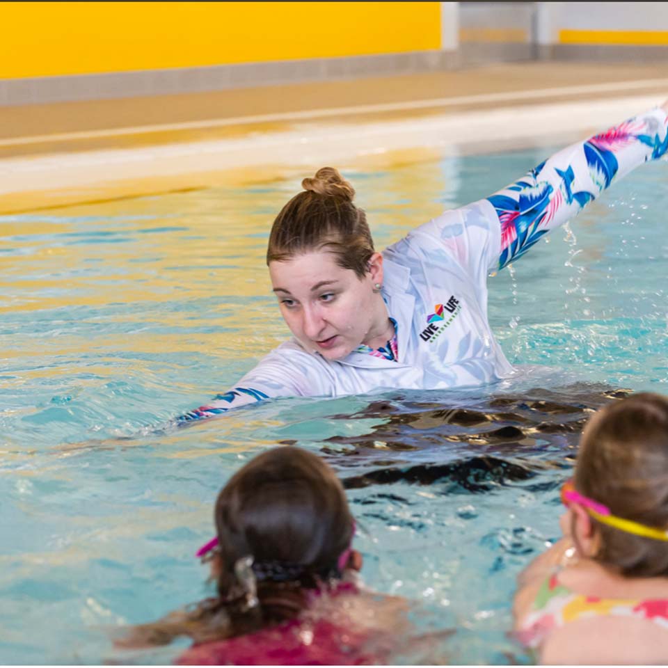 Islamarie in the swimming pool teaching