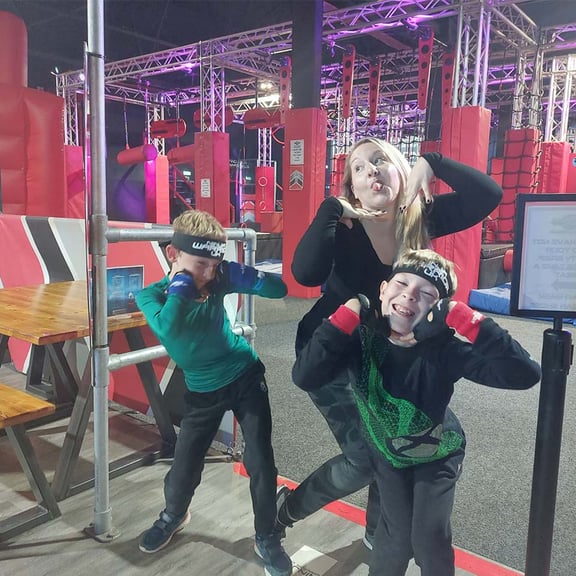 Islamarie with her children in an indoor play park