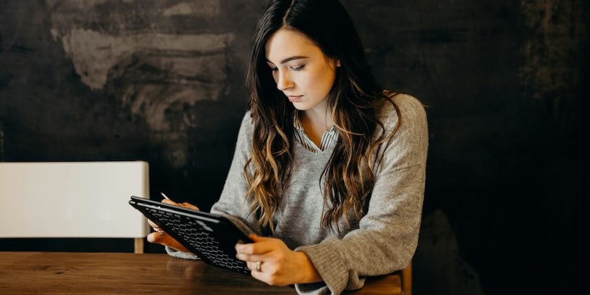 woman searching online