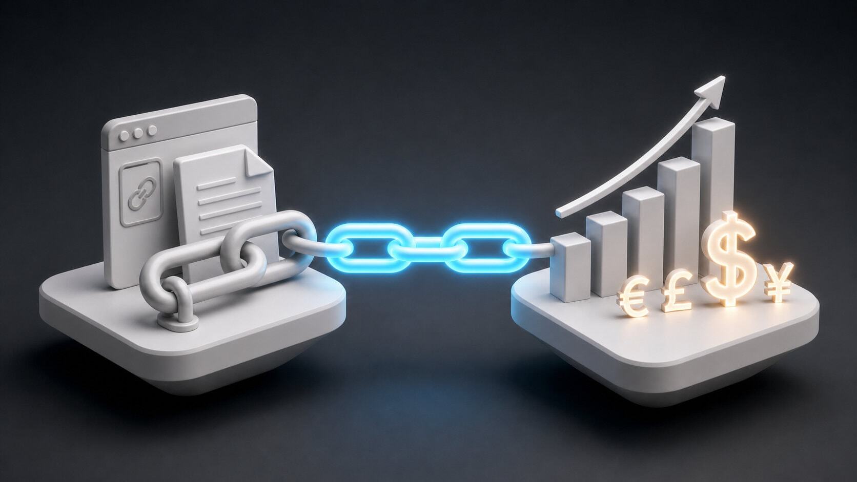 Conceptual render demonstrating link between digital marketing authority and rankings