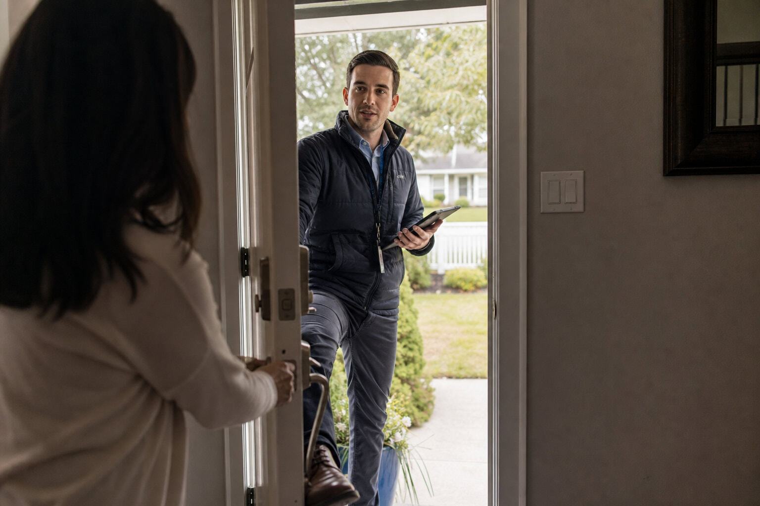 Door Salesperson Preventing Closing