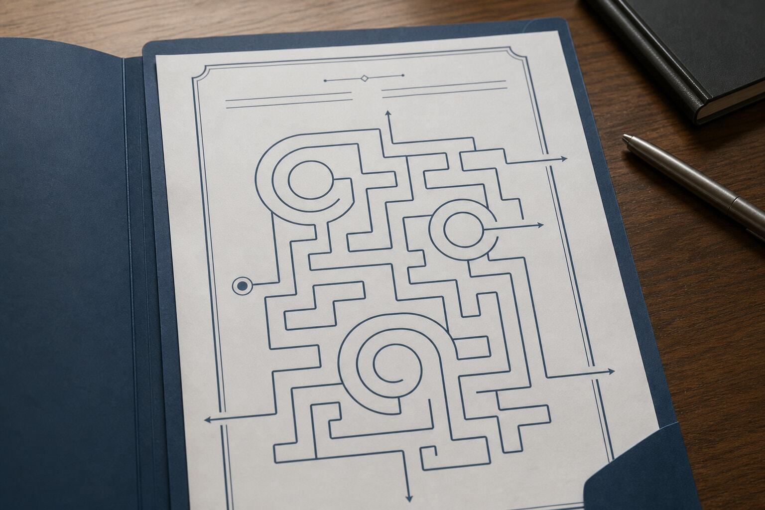 Infinite loop maze on a formal document
