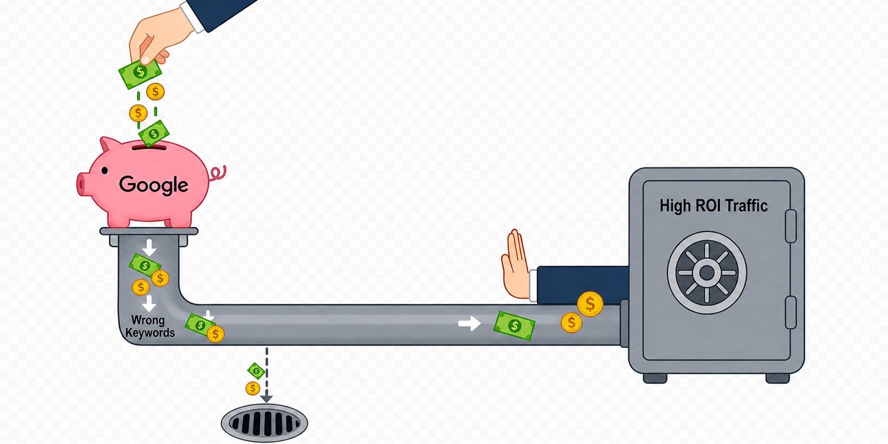 Hand prevents wrong keywords and wasted money to high ROI traffic vault