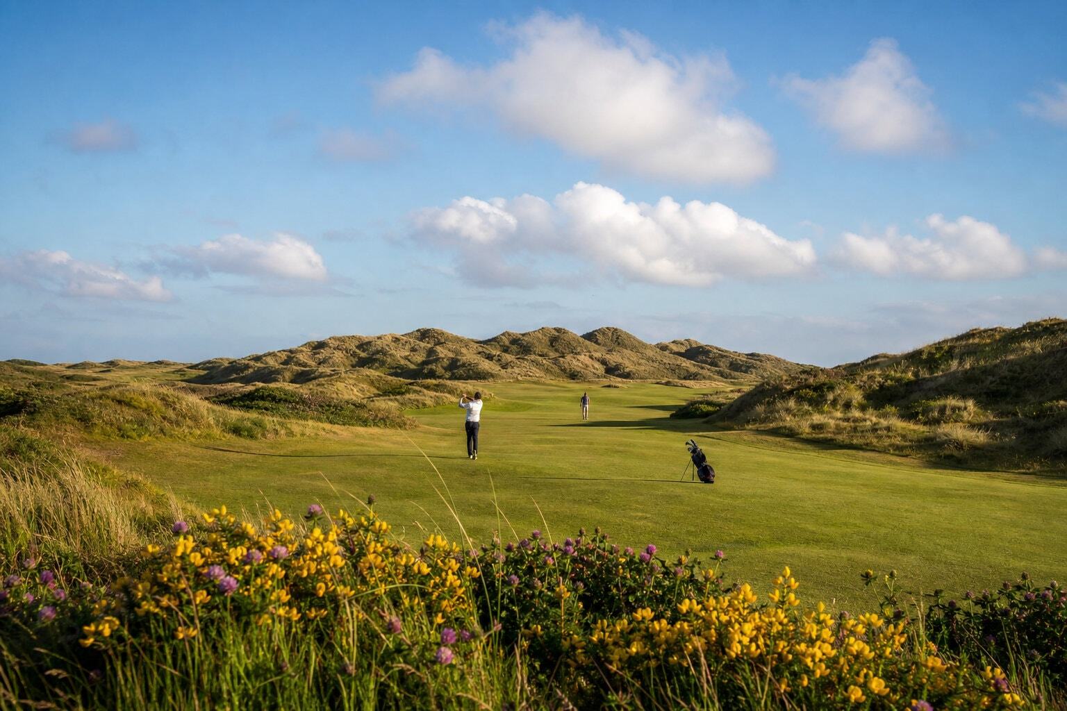 Golfing on The Royal Birkdale Golf Course on a beautiful sunny day.