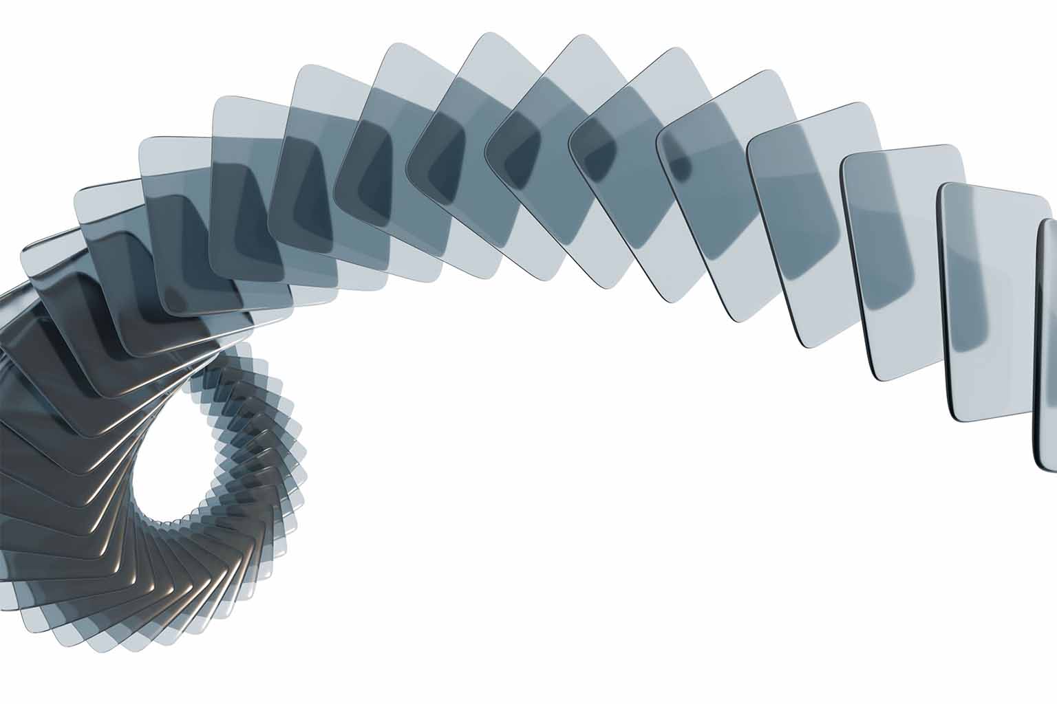 3D generated image of dark square glass tiles arranged in a sequence
