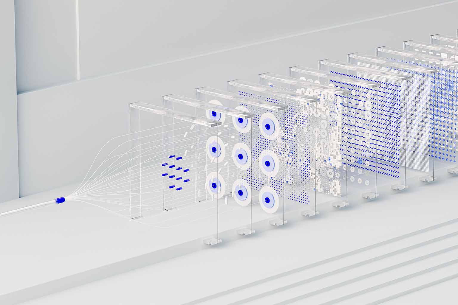3D abstract representation of a data management system