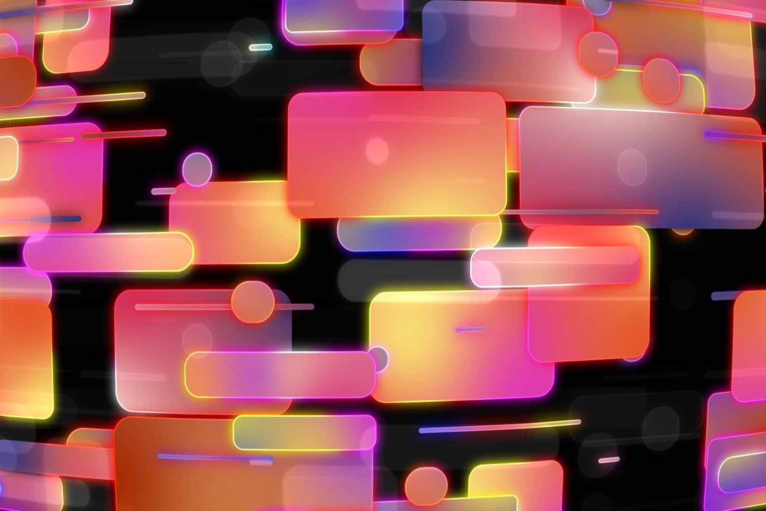 Vibrant gradient rectangle shapes over a black background