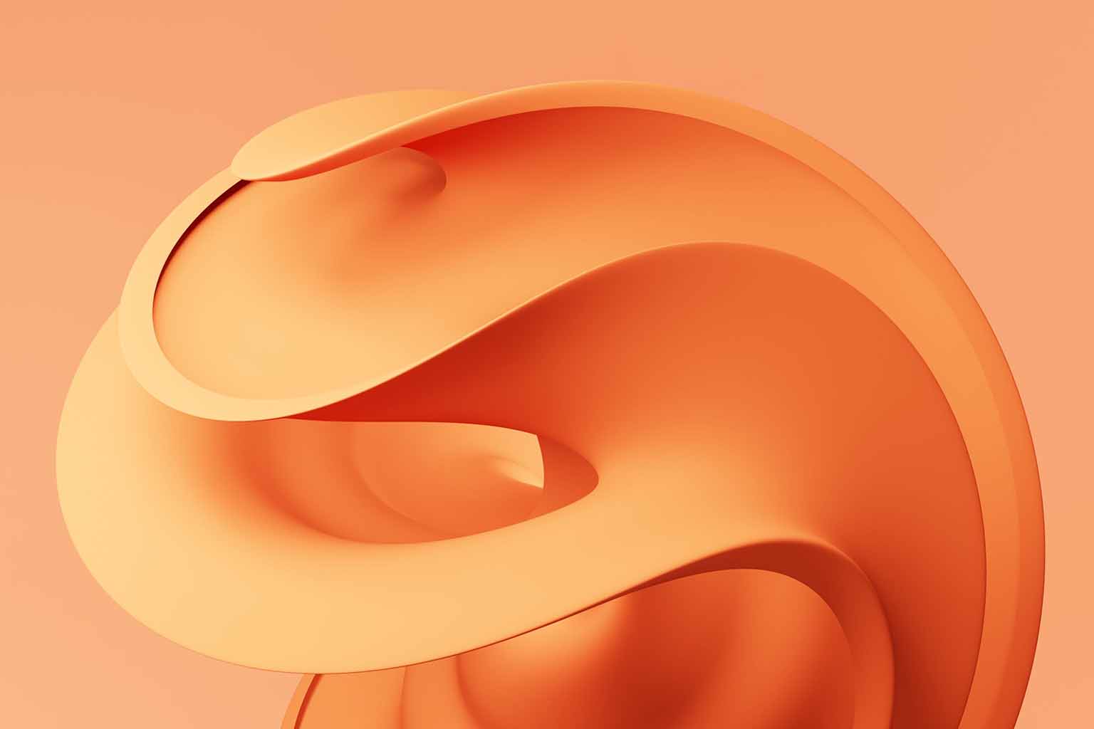 A 3D orange wave over an orange background