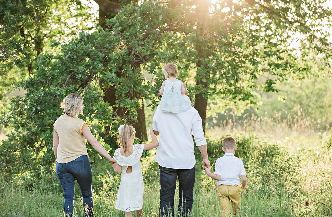 Family walking outside