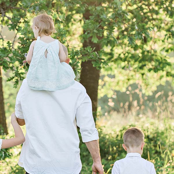 Family walking outside