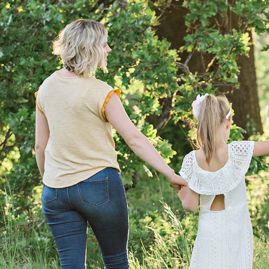 Family walking outside